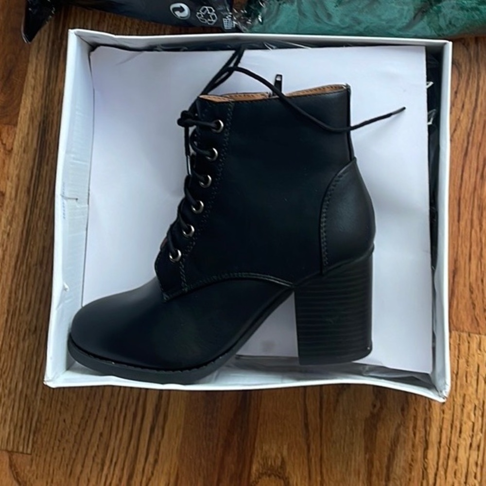 Soda Laceup Leatherette Zipper Boot